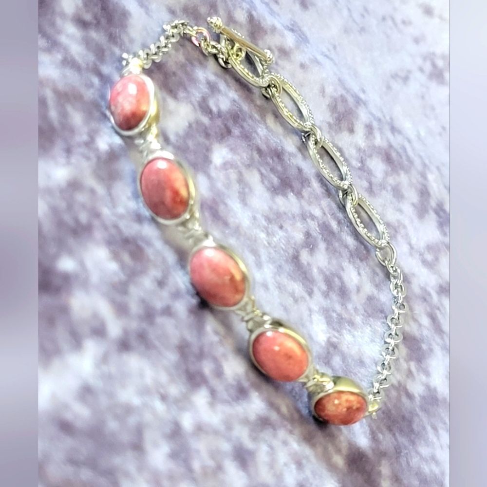 Norwegian Thulite Toggle Clasp Bracelet